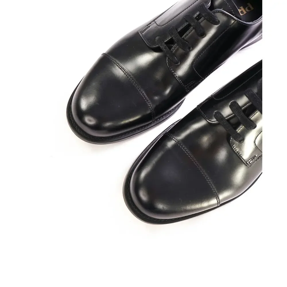 $980 PRADA - Brushed Leather Cap Toe Oxfords W Logo - 9 US (8 Prada)